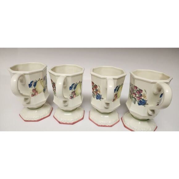 Avon Sweet Country Harvest Pedestal Mugs 5826938 Lots Of 4 - Picture 7 of 7